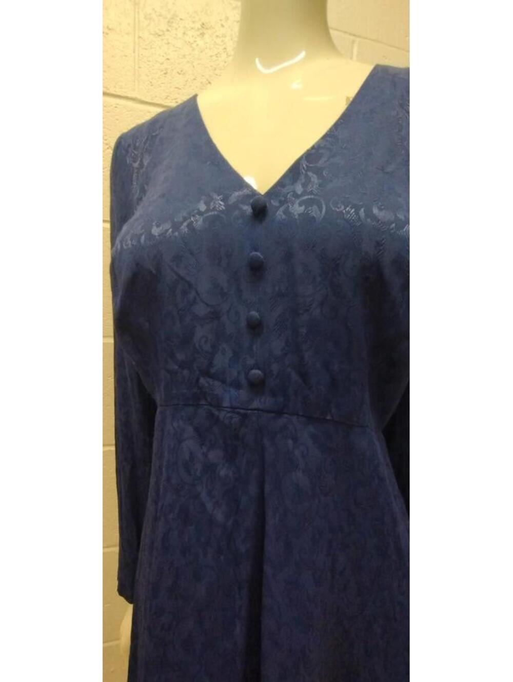 HUGO BUSCATI MILANO Dress 90s Grunge Renaissance Cobalt Rayon Size M Long Sleeve